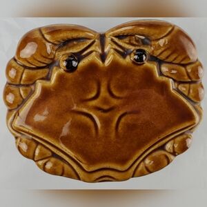 Ceramic Crab Glazed Jewelry Trinket Box Unbranded Beach Life Ocean - EUC